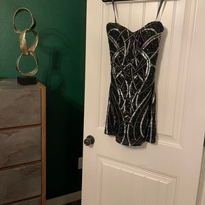 Scalia Black Silver Cocktail Dress